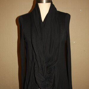 ANTHROPOLOGIE MOTH BLACK KNITTED CARDIGAN SWEATER INFINITY SCARF LOOP - MEDIUM
